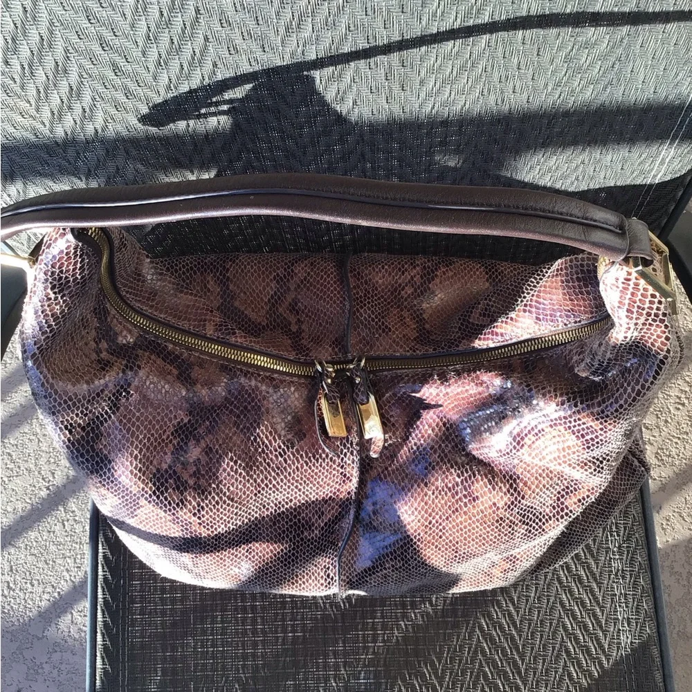 G.I.L.I. Brown Python Leather MILANO Hobo Shoulder Bag